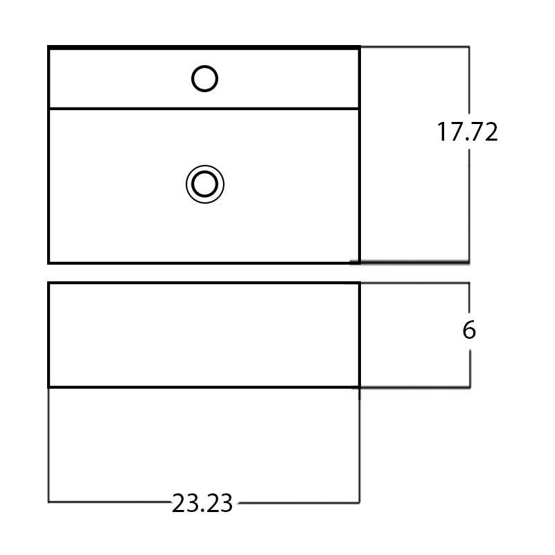 American Imaginations AI-28112 23.23-in. W Above Counter White Bathroom Vessel Sink For 1 Hole Center Drilling