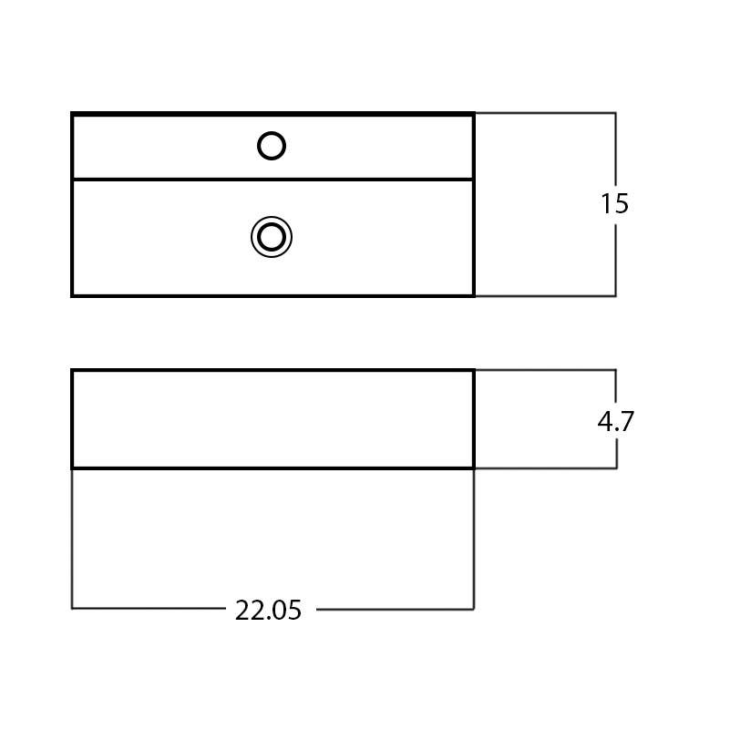 American Imaginations AI-28125 22.05-in. W Above Counter White Bathroom Vessel Sink For 1 Hole Center Drilling