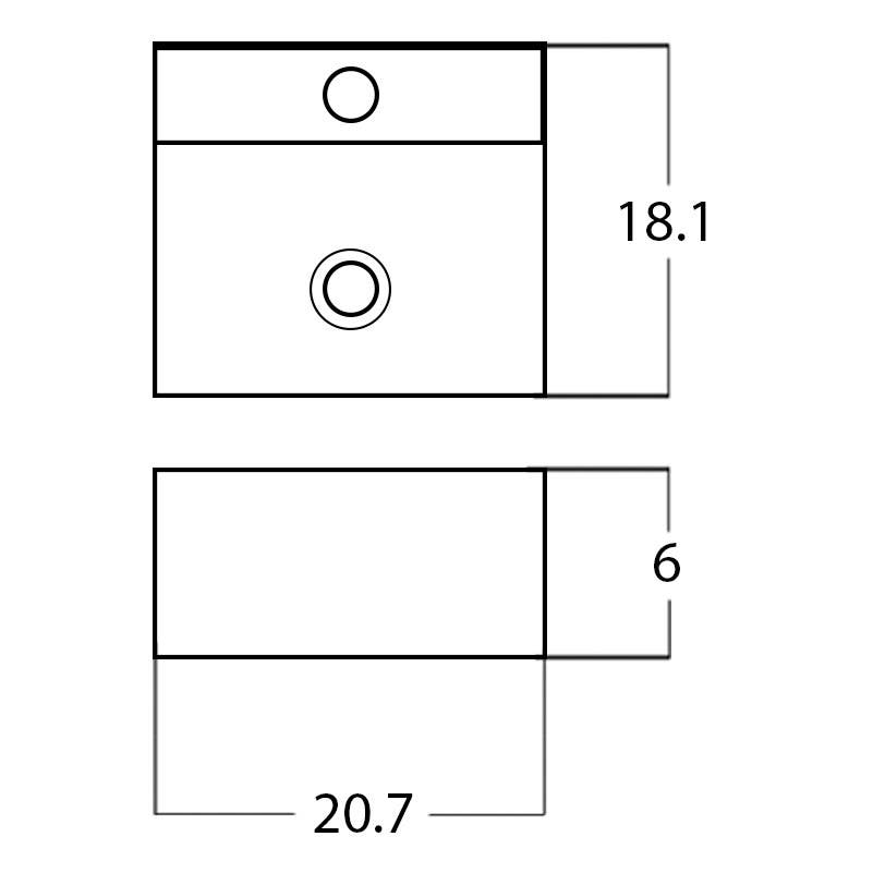 American Imaginations AI-28139 20.7-in. W Above Counter White Bathroom Vessel Sink For 1 Hole Center Drilling