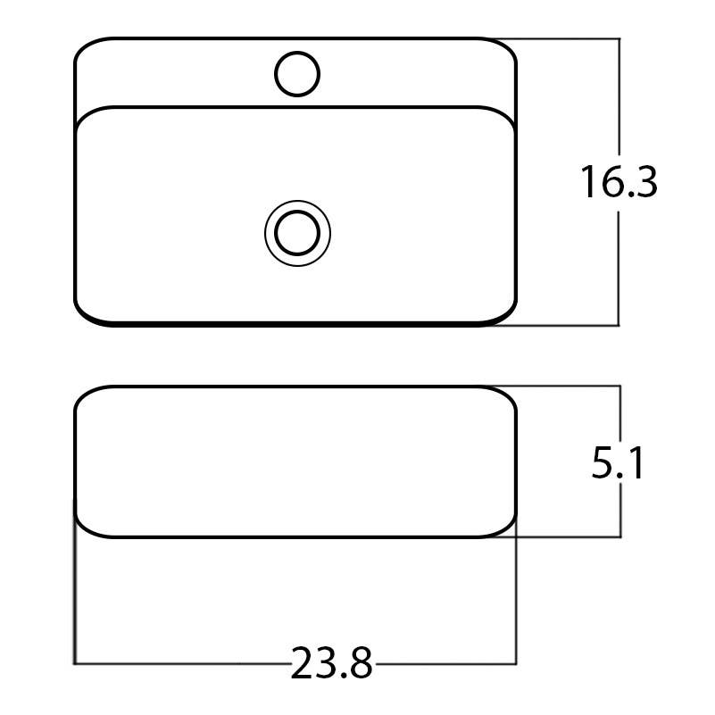 American Imaginations AI-28140 23.8-in. W Above Counter White Bathroom Vessel Sink For 1 Hole Center Drilling