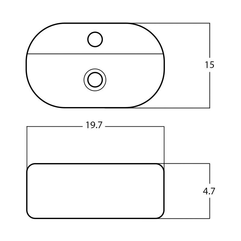 American Imaginations AI-28145 19.7-in. W Above Counter White Bathroom Vessel Sink For 1 Hole Center Drilling