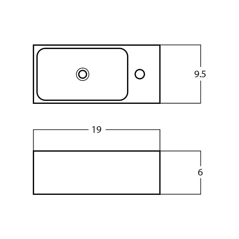 American Imaginations AI-28146 19-in. W Above Counter Black Bathroom Vessel Sink For 1 Hole Center Drilling