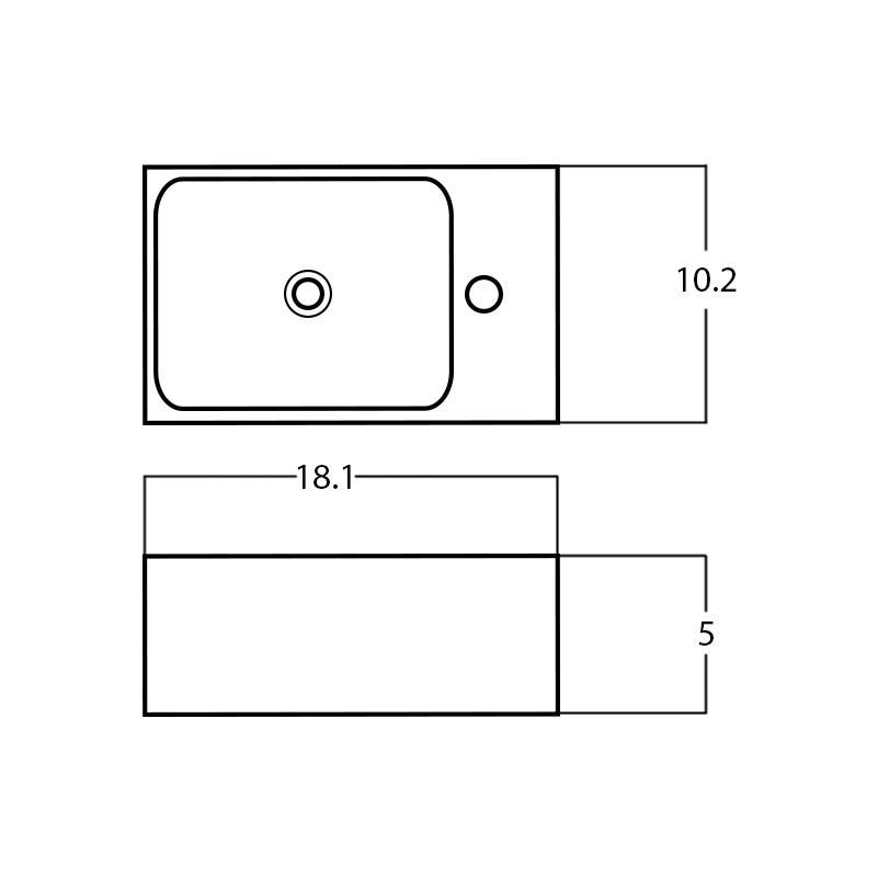 American Imaginations AI-28149 18.1-in. W Above Counter White Bathroom Vessel Sink For 1 Hole Right Drilling
