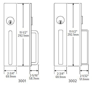 Adams Rite 3000 Fixed Pull For Hollow Metal Or Wood Door, Satin Stainless
