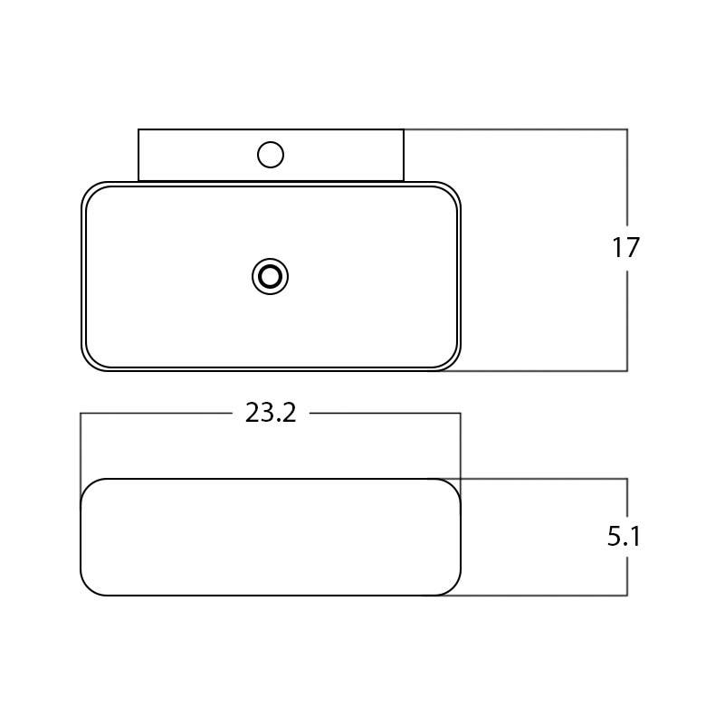 American Imaginations AI-28195 23.2-in. W Above Counter White Bathroom Vessel Sink For 1 Hole Center Drilling
