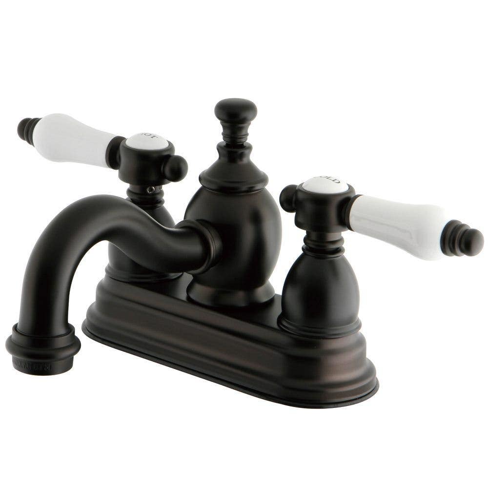 Kingston Brass KS710BPL Metal Lever  4" Centerset Faucet w/ Brass Pop-up Drain