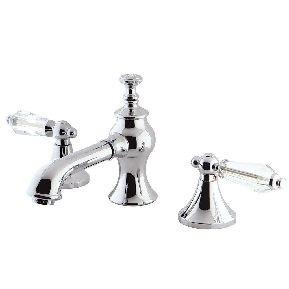 Kingston Brass KC706WLL Widespread Bathroom Faucets,Crystal Glass Lever