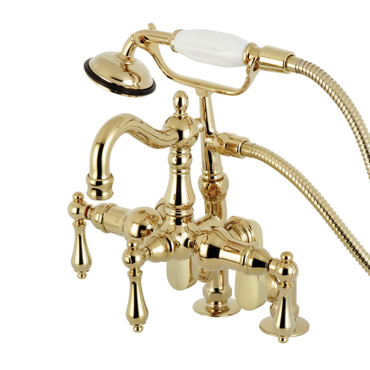 Kingston Brass CC601 Deck Mount Clawfoot Tub Filler With Hand Shower,Metal Lever