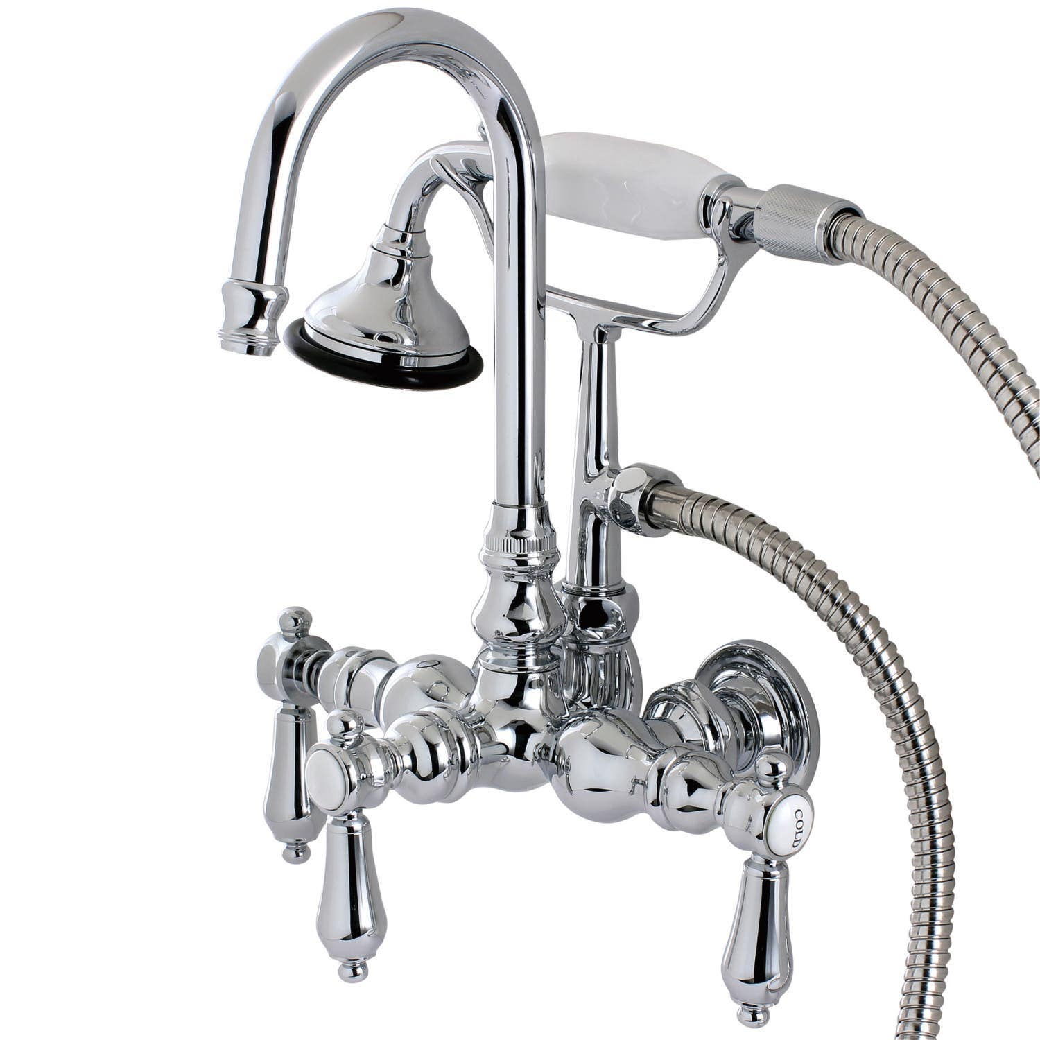 Kingston Brass AEBAL Wall Mount Clawfoot Tub Faucets With Hand Shower,Metal Lever