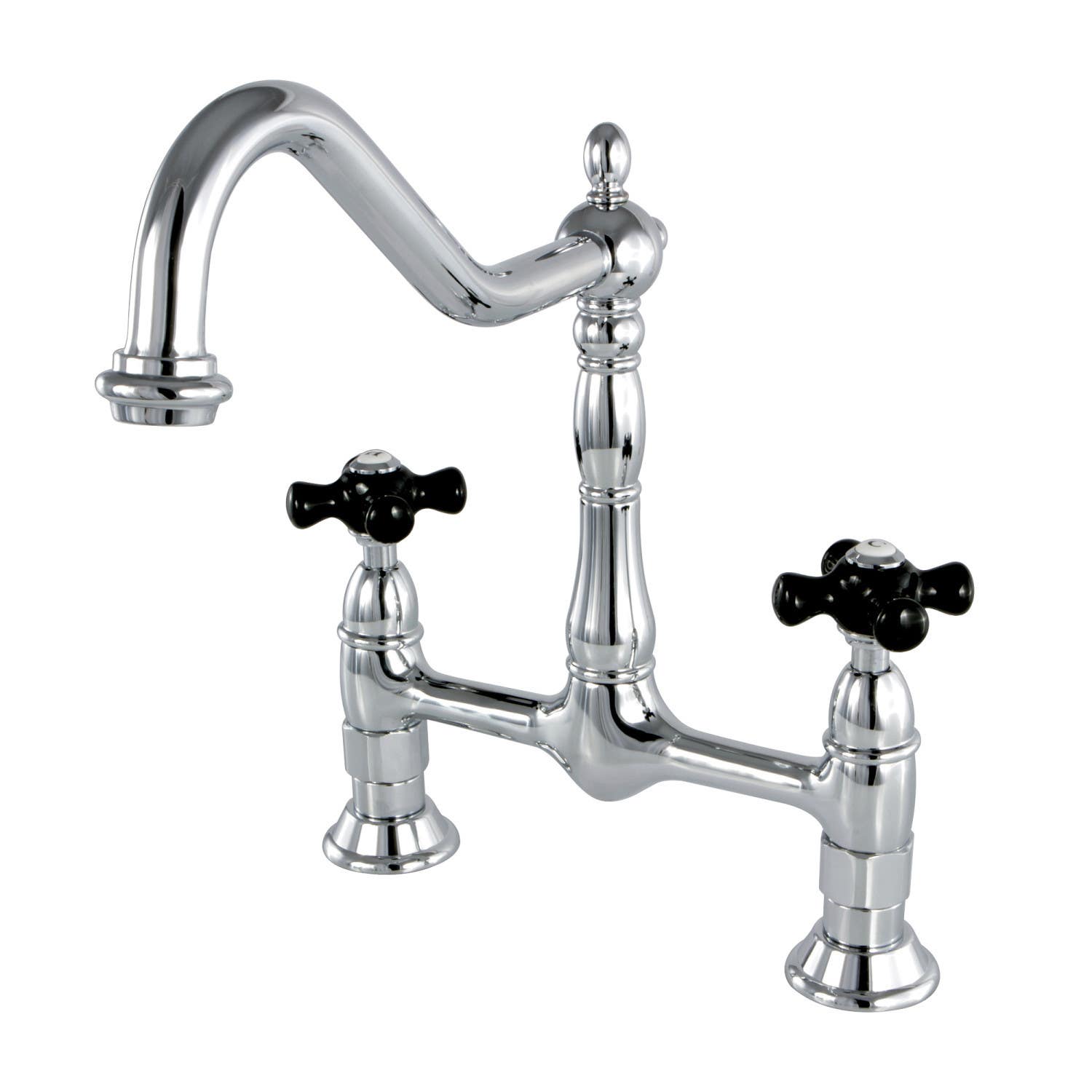 Kingston Brass KS117BPL/PKL/PKX 8" Center Bridge Kitchen Faucet Without Sprayer