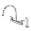 Kingston Brass KB679 8" Centerset Kitchen Faucet With White Plastic Sprayer