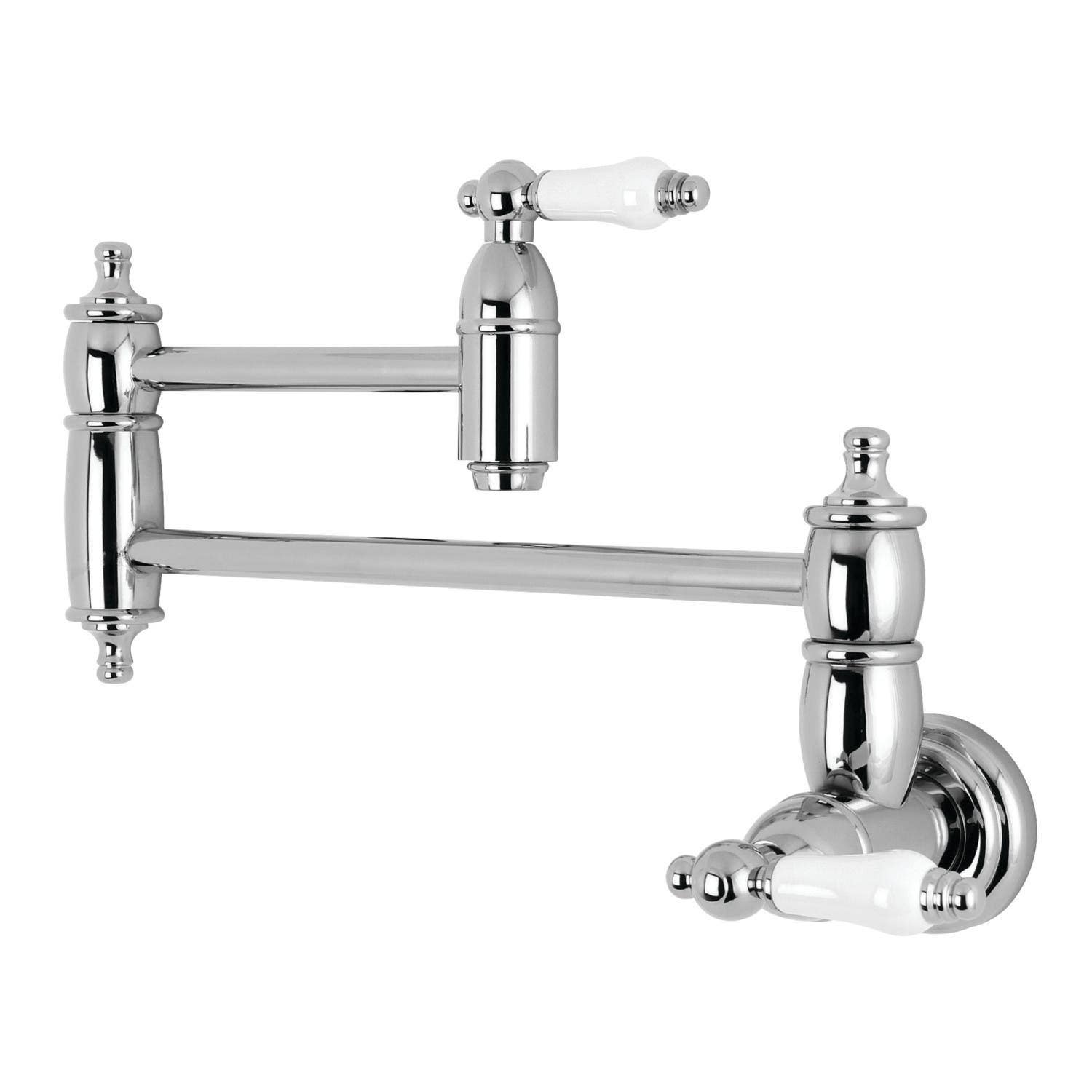 Kingston Brass KS310PL Two-Handle 1-Hole Wall Mount Pot Filler