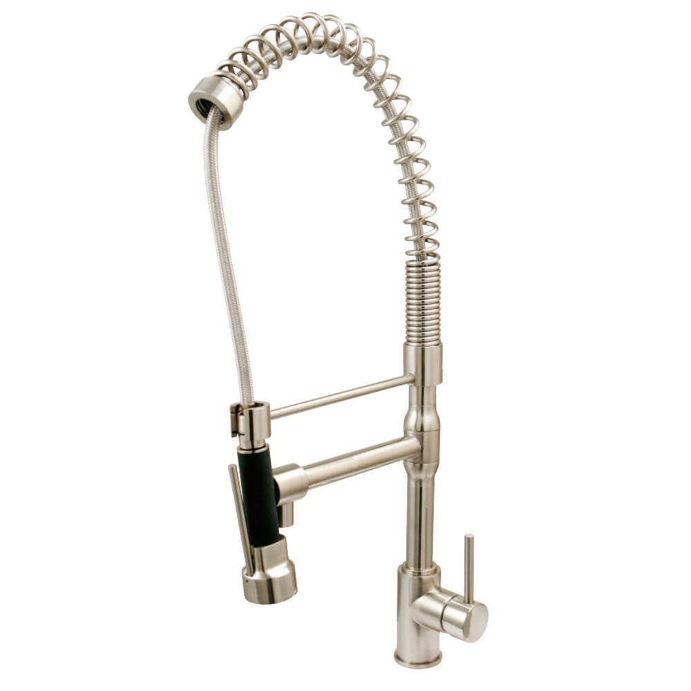 Kingston Brass KS8978DL Single Handle Pre-Rinse Kitchen Faucet, Brushed Nickel