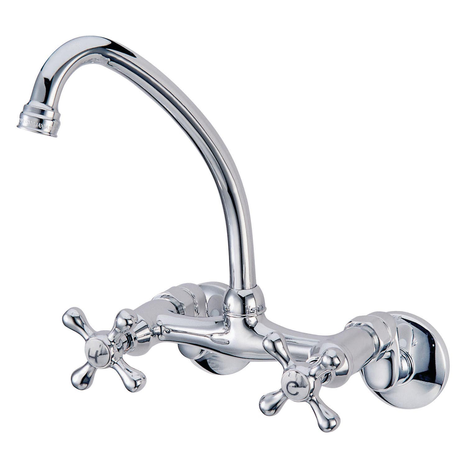 Kingston Brass KS214M Double-Handle 2-Hole Wall-Mount Bridge Kitchen Faucet, Polished Chrome