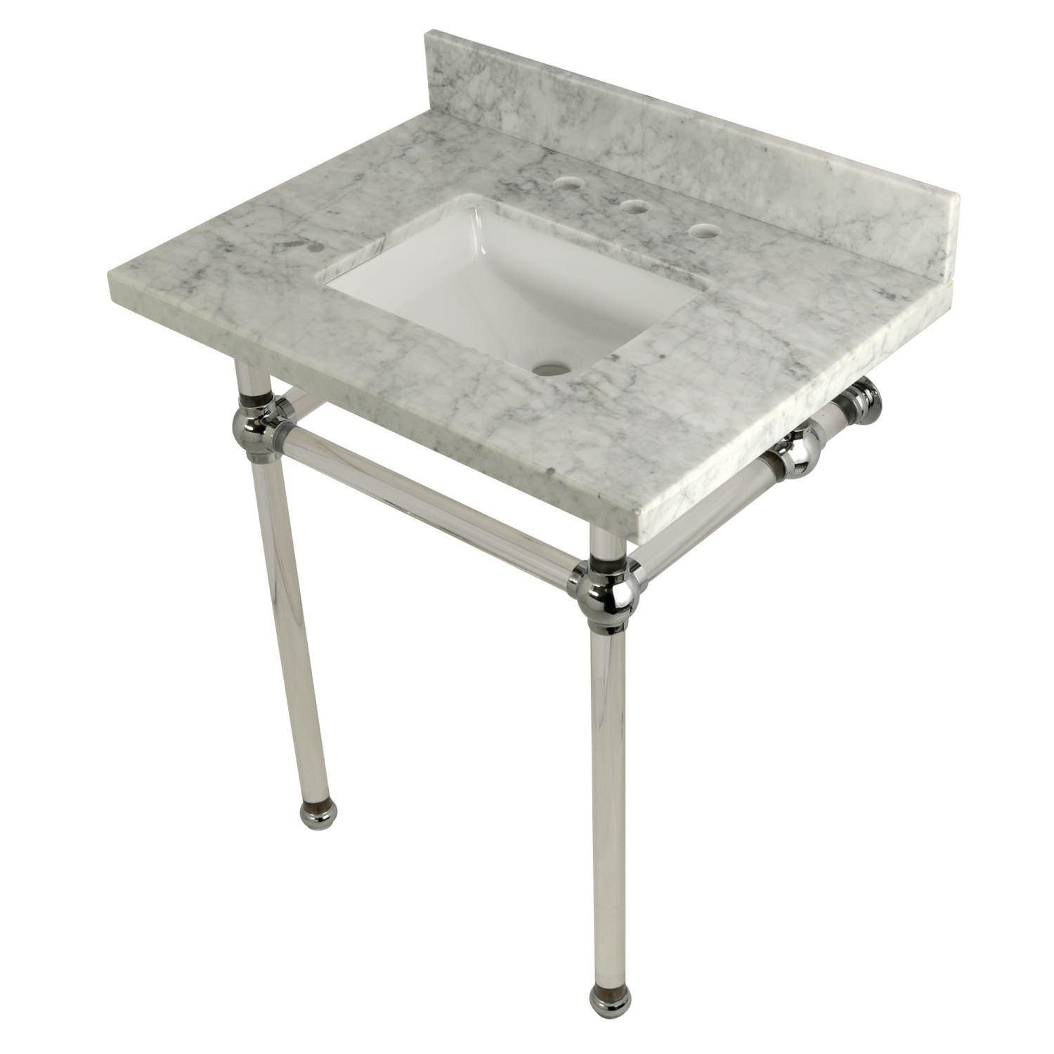 Kingston Brass KVPB30MASQ Carrara Marble Console with Acrylic Legs 30"