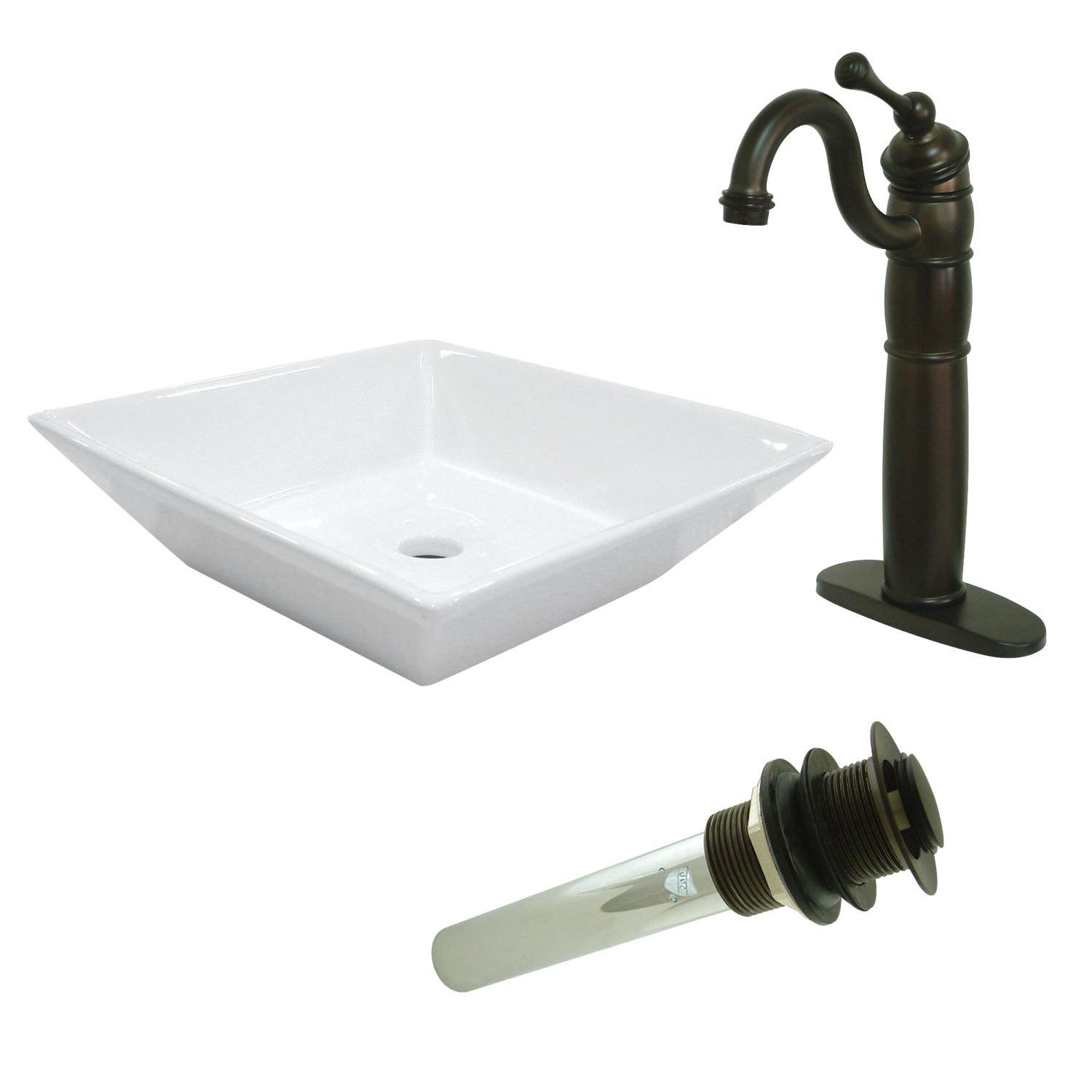 Kingston Brass EV4256B142 Vessel Sink with Faucet and Drain Combo