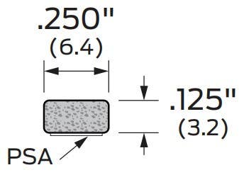 ZERO 8172N Self-Adhesive Weatherstriping, Neoprene/PSA, .250" x 1/8"