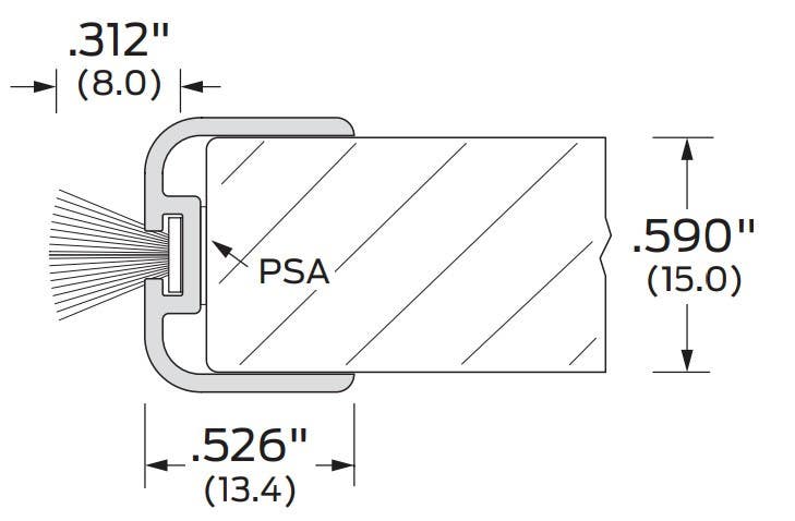 ZERO 8138 PSA Weatherstripping For Glass Door, Polycarbornate Seal/Brush