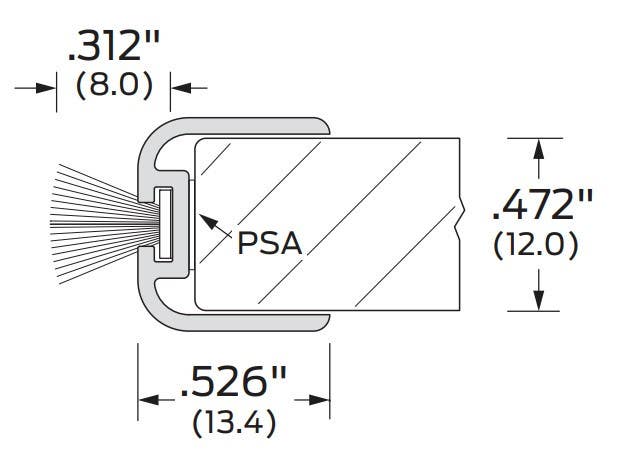 ZERO 8137 PSA Weatherstripping For Glass Door, Polycarbornate Seal/Brush