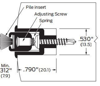 ZERO 156 Pile Brush, Mortised, Adjustable Astragal - Meeting Stile