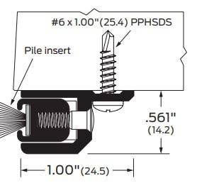 ZERO 155 Pile Brush Surface Mounted, Adjustable Astragal - Meeting Stile