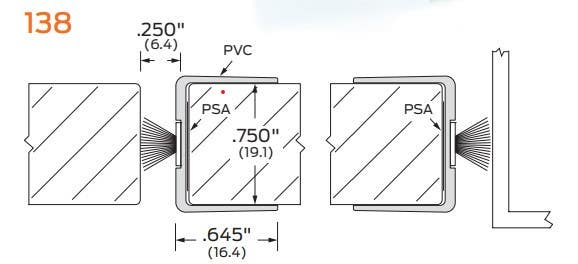 ZERO 138 PVC/Pile For 3/4" Glass Door