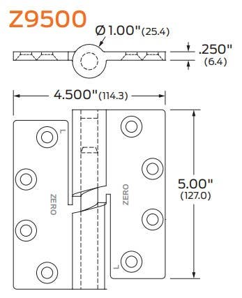 ZERO 9500 Stainless Steel Cam Lift -(630) 5" x 4.5" x .250"