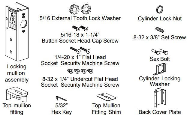 Von Duprin Keyed Removable Kit for 1654 & 4954 Mullion