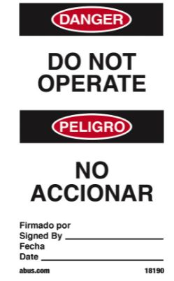 Abus TR Tags on a Roll - Do Not Operate French/English