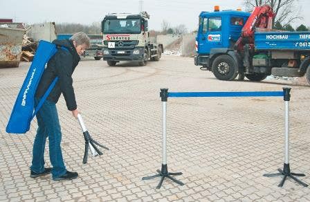 Magnuson TPL-SET950-SBL Tempaline Set Of Four Foldable Crowd Control Stanchion