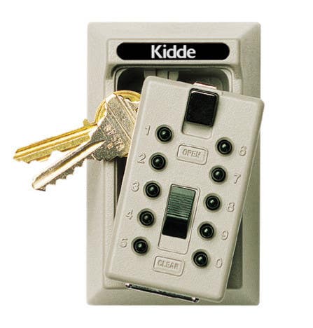 Kidde 001001 KeySafe Original Permanent 5-Key Key Storage, Pushbutton, Assorted Colors