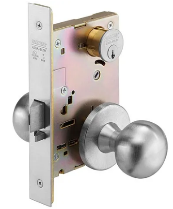 Sargent 7800 Mortise Lock w/ Detention Knob & SL Rose, Finish-Satin Stainless Steel