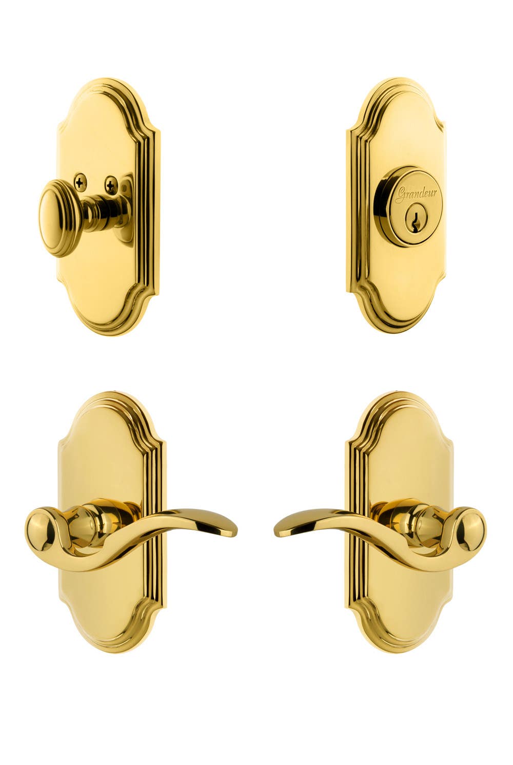 Grandeur Arc Plate w/ Bellagio Lever & Matching Deadbolt