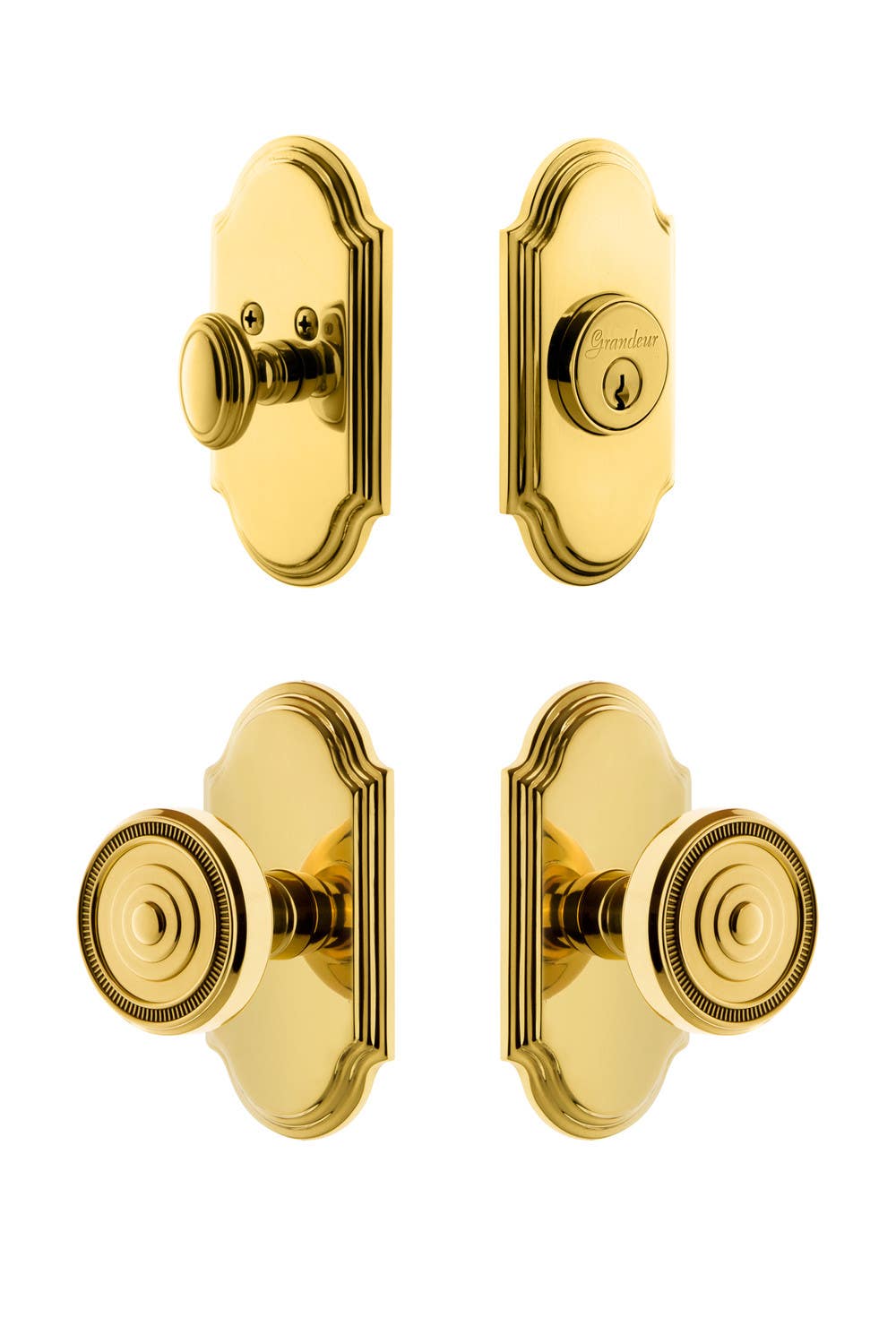Grandeur Arc Plate w/ Soleil Knob & Matching Deadbolt