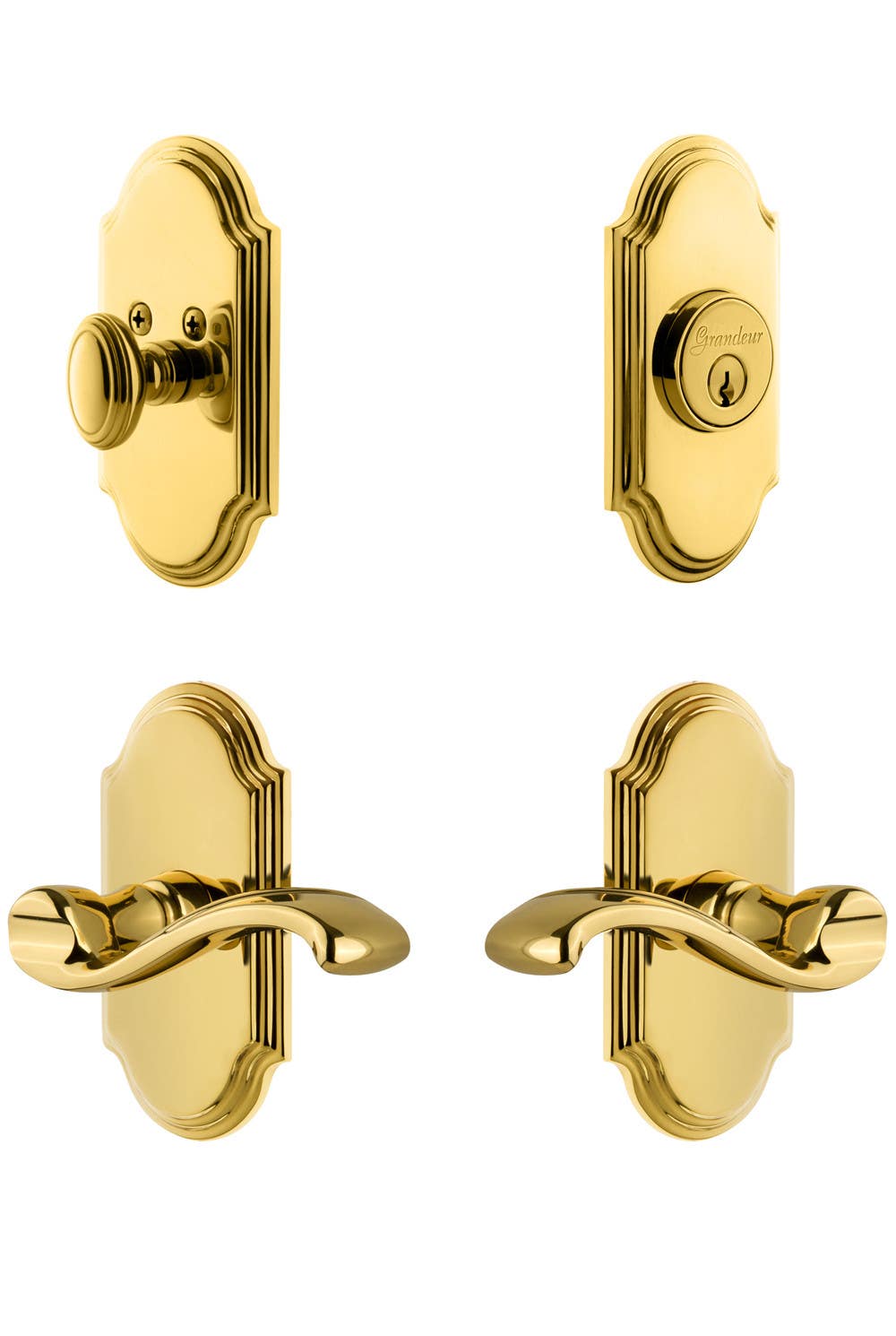 Grandeur Arc Plate w/ Portfino Lever & Matching Deadbolt