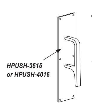 Cal-Royal HPUSH-3515 / HPUSH-4016 Modern Hospital Double Pull Arm with Push Plate for Touchless Entry