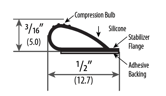 Cal-Royal C-550 Silicone Adhesive Weatherstrip w/ 3M Adhesive tape