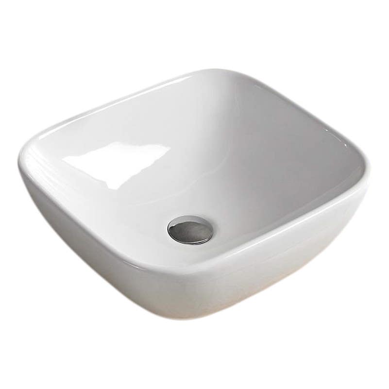 American Imaginations AI-28580 18.1-in. W Above Counter White Bathroom Vessel Sink For Deck Mount Deck Mount Drilling