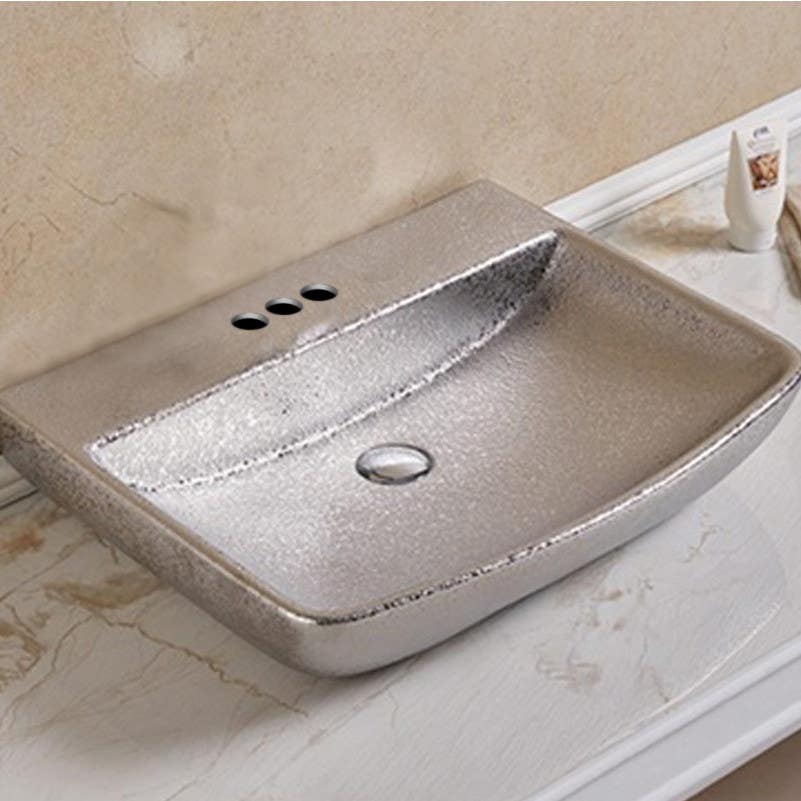 American Imaginations AI-28537 23.62-in. W Above Counter Silver Bathroom Vessel Sink For 3H4-in. Center Drilling