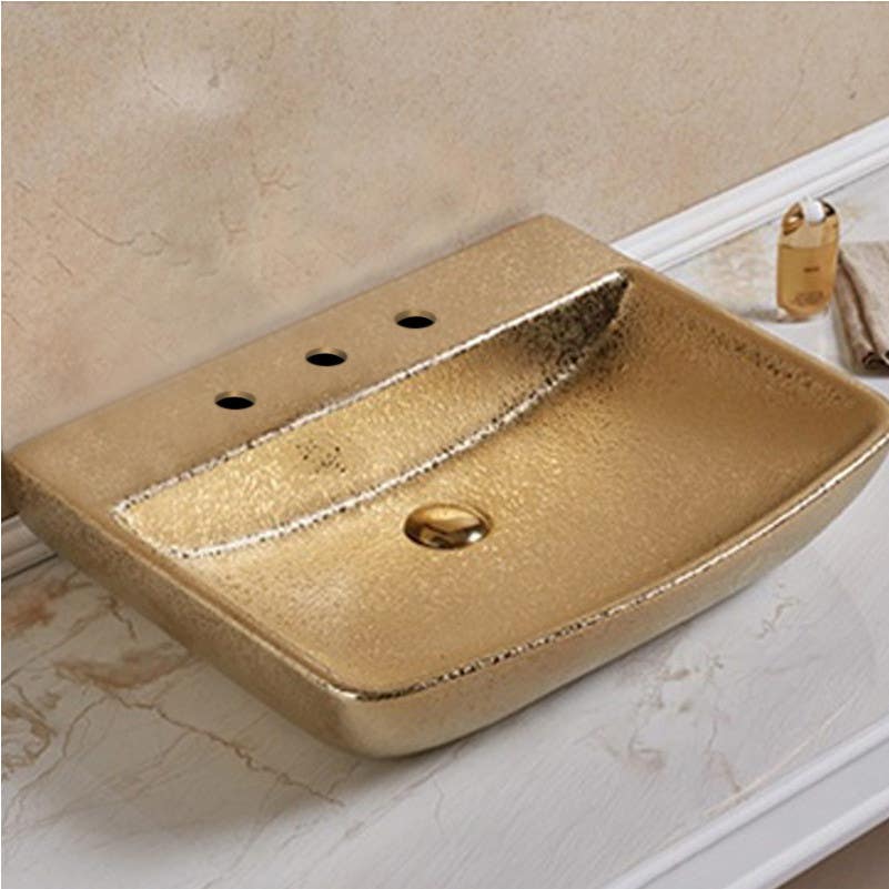 American Imaginations AI-28535 23.62-in. W Above Counter Gold Bathroom Vessel Sink For 3H8-in. Center Drilling