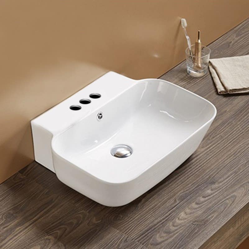 American Imaginations AI-28528 20-in. W Wall Mount White Bathroom Vessel Sink For 3H4-in. Center Drilling