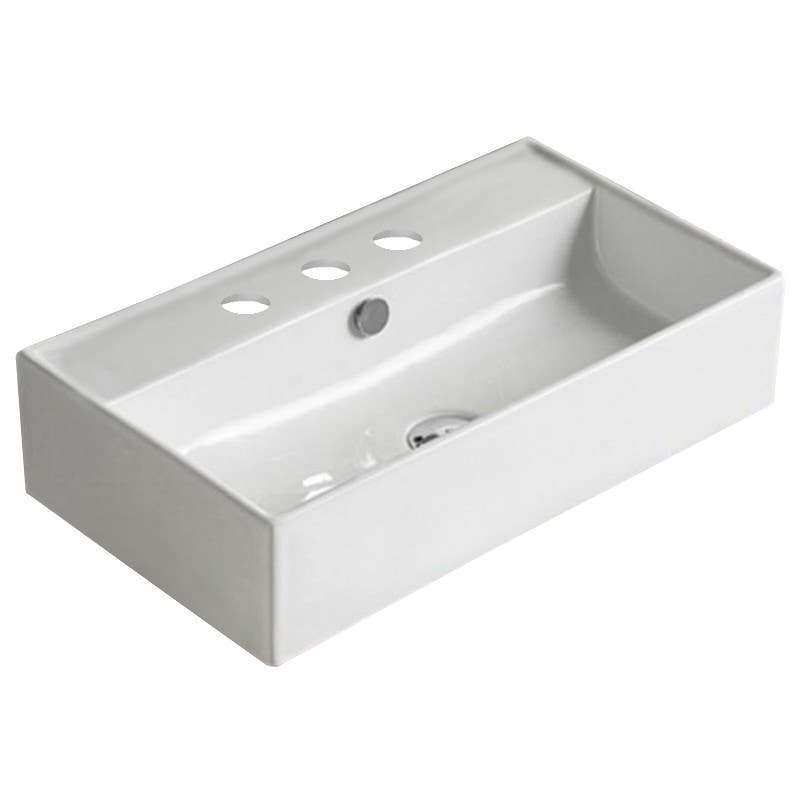 American Imaginations AI-28505 21.7-in. W Above Counter White Bathroom Vessel Sink For 3H8-in. Center Drilling