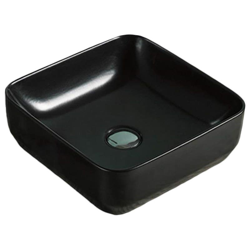American Imaginations AI-28197 14.2-in. W Above Counter Black Bathroom Vessel Sink For Deck Mount Deck Mount Drilling