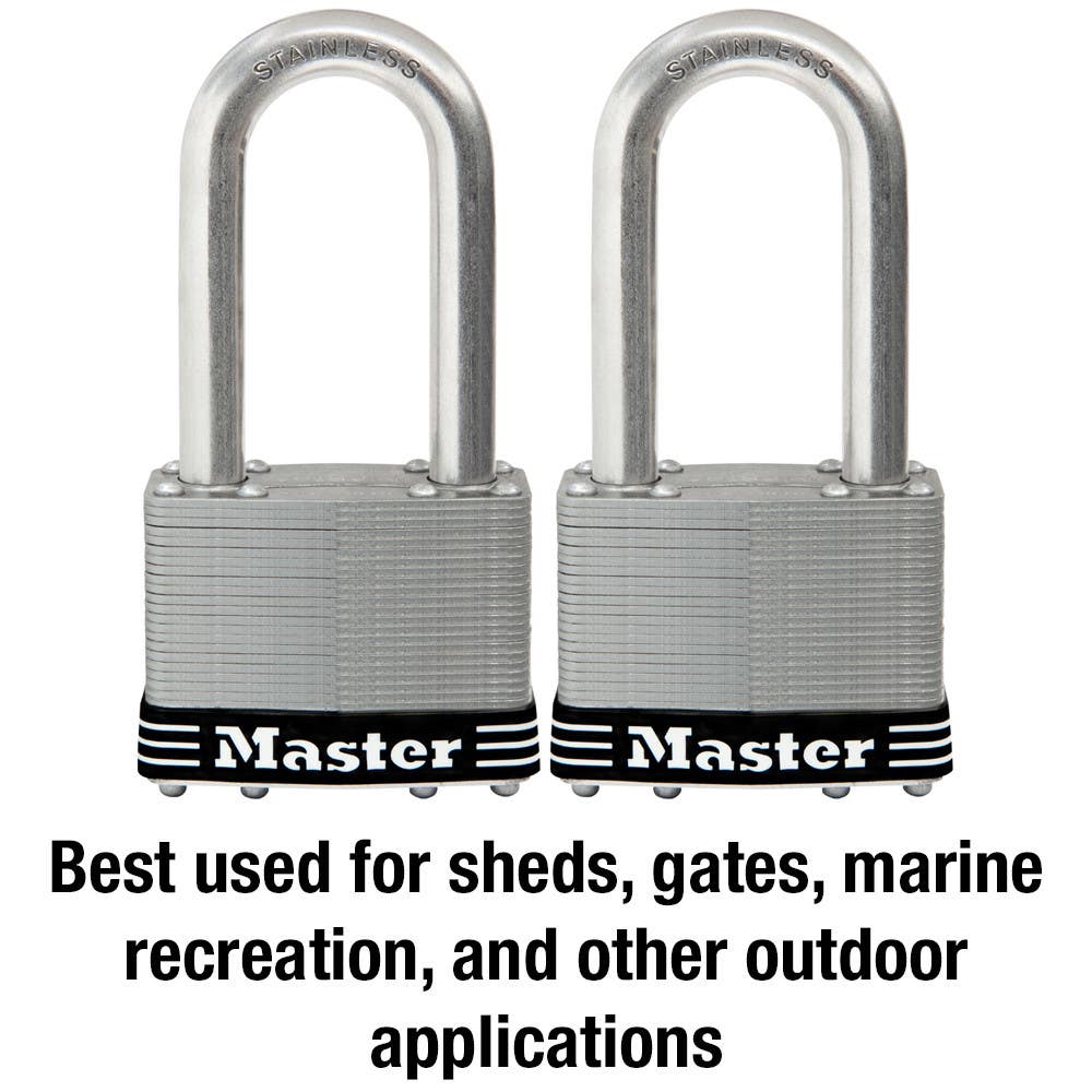 Master Lock 15SSTLJ Stainless Steel Padlock, Keyed Alike, Pack of 2