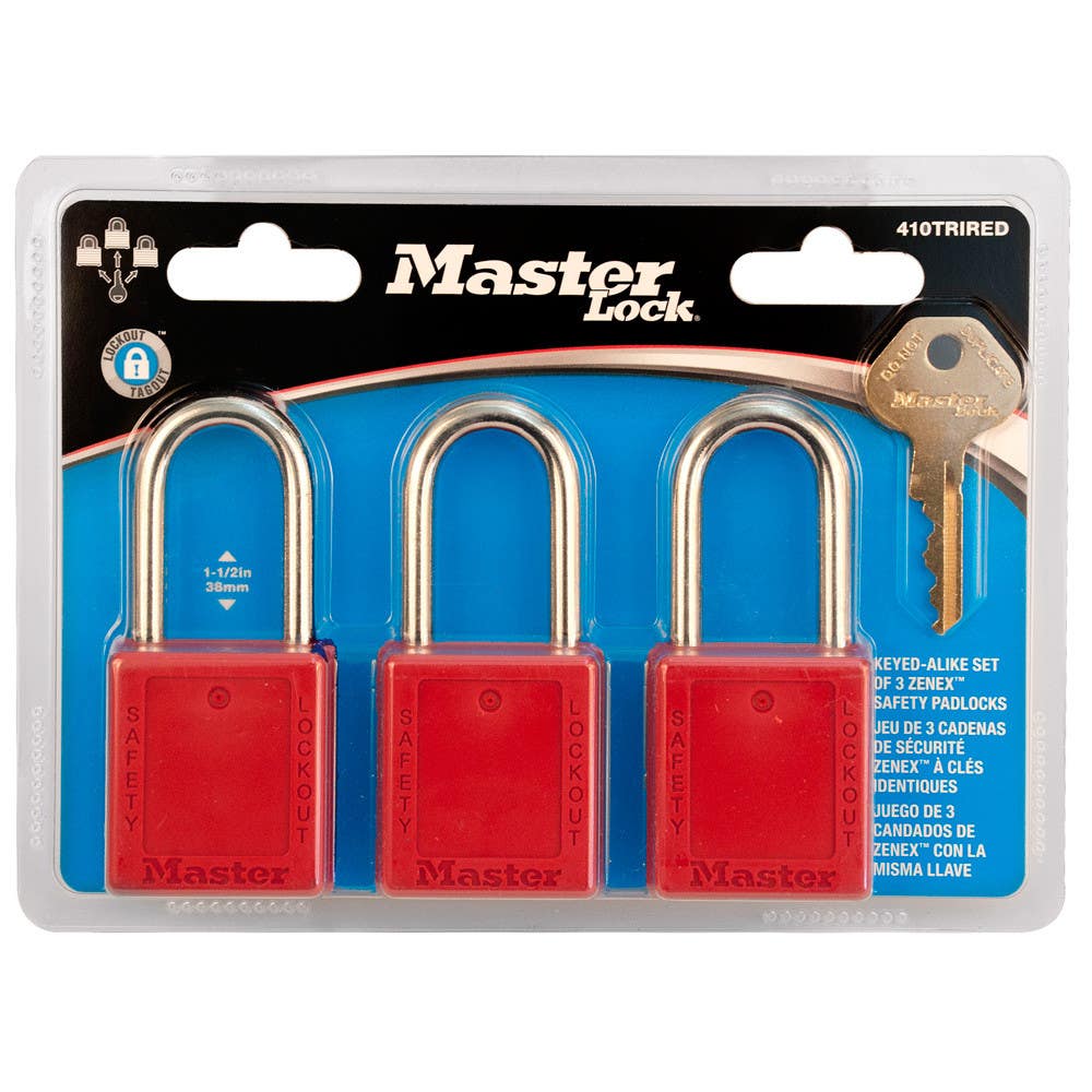 Master Lock 410TRI Lightweight Zenex Safety Padlock, Set of 3