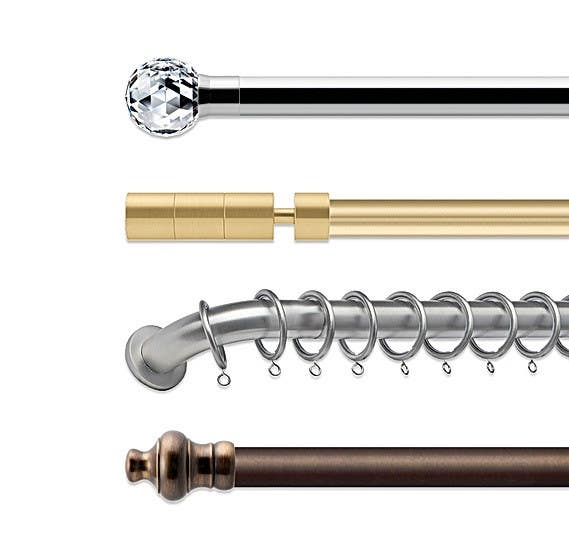 Forest Drapery DRESDEN 1-1/8" Brass Decorative Metal Pole Set-16' 4" Length