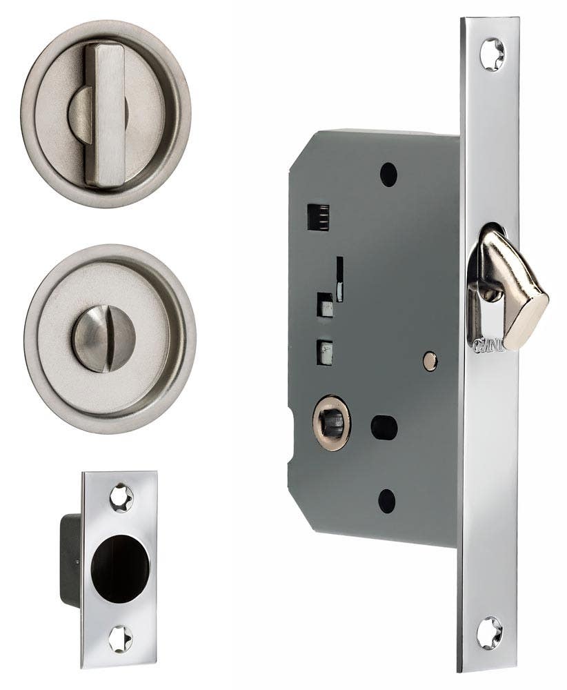 Omnia 391 Sliding Pocket Door Mortise Lock - Solid Brass