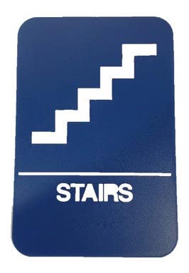 DON JO HS-9070-24 ADA Sign Stairs with Plastic Material,Finish-Blue