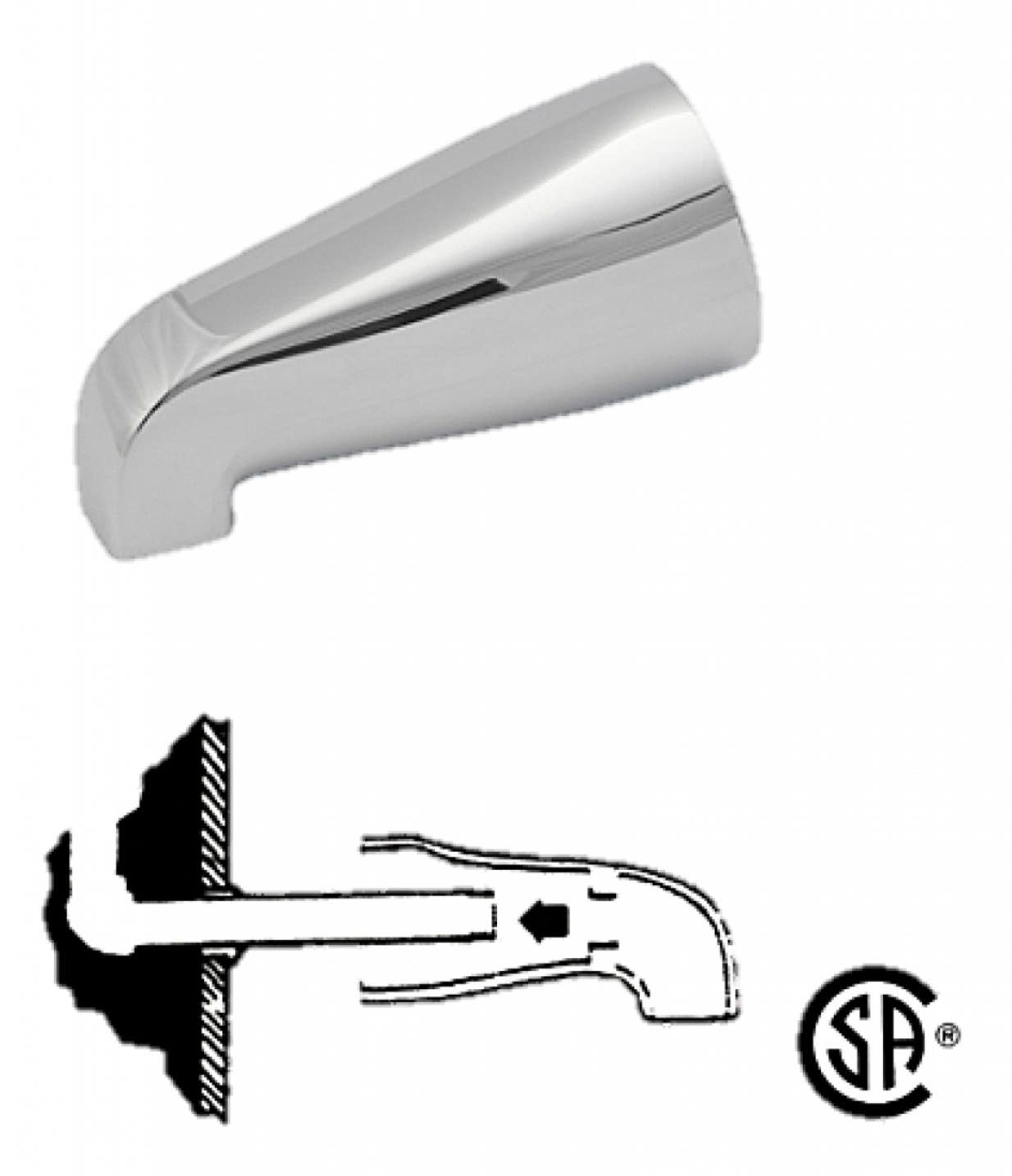 American Imaginations TUBSP-N Slip On Tub Spout, 5.38"