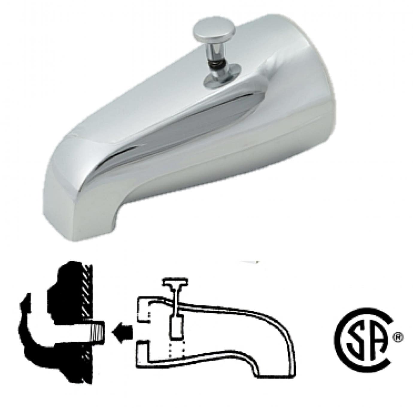 American Imaginations TUBSPDIV Tub Spout 5.31", With Diverter
